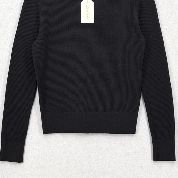 ENZA COSTA Linen Open Knit Crew Neck Sweater Womens Small Black Quite Luxury NEW - Picture 9 of 15